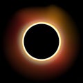 Solar annular eclipse on the black sky, beautiful natural sight. Solar corona with bright rays.